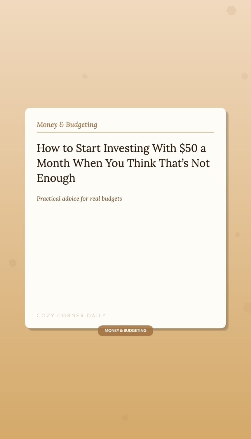 How to Start Investing With a Month When You Think That’s Not Enough How to Start Investing With a Month When You Think That’s Not Enough