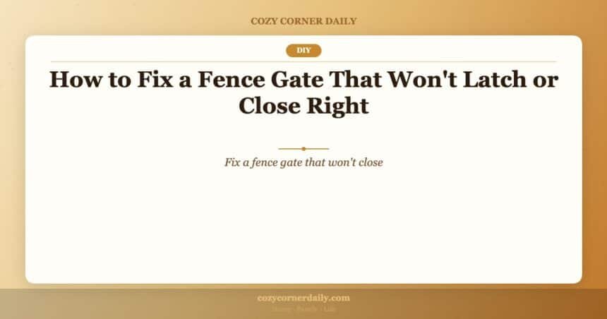 How to Fix a Fence Gate That Won’t Latch or Close Right