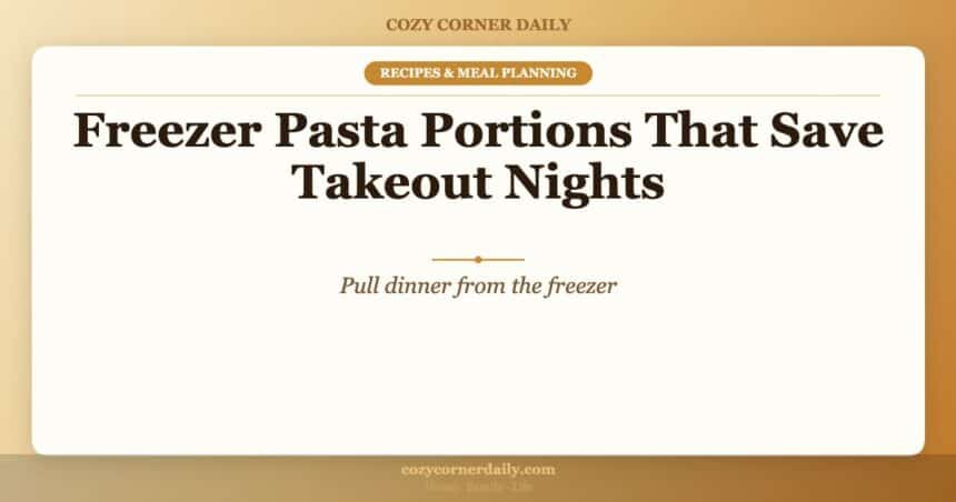 Freezer Pasta Portions That Save Takeout Nights