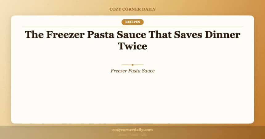 The Freezer Pasta Sauce That Saves Dinner Twice
