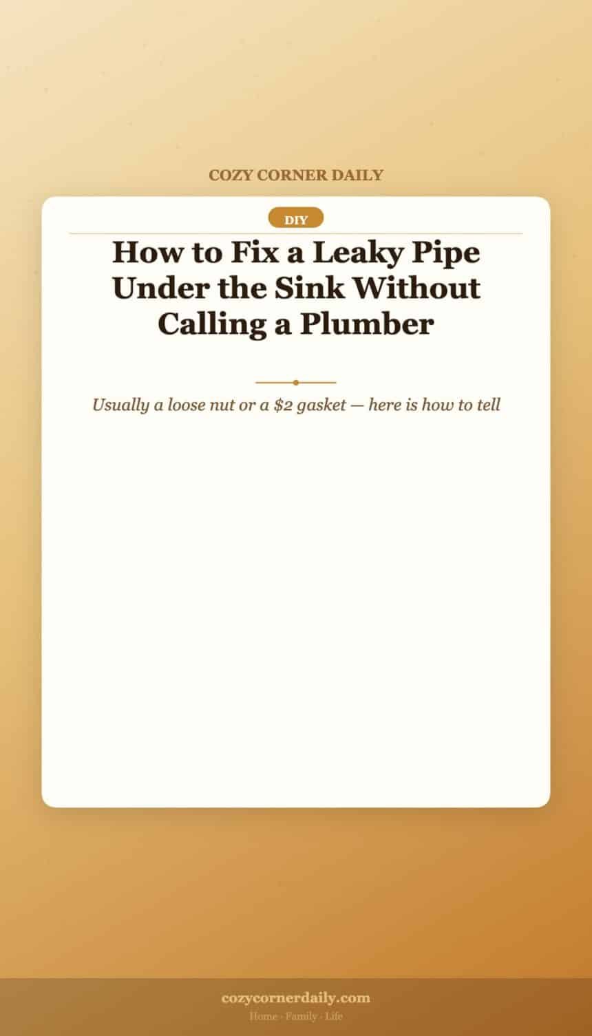 How to Fix a Leaky Pipe Under the Sink Without Calling a Plumber