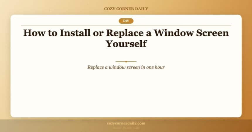 How to Install or Replace a Window Screen Yourself