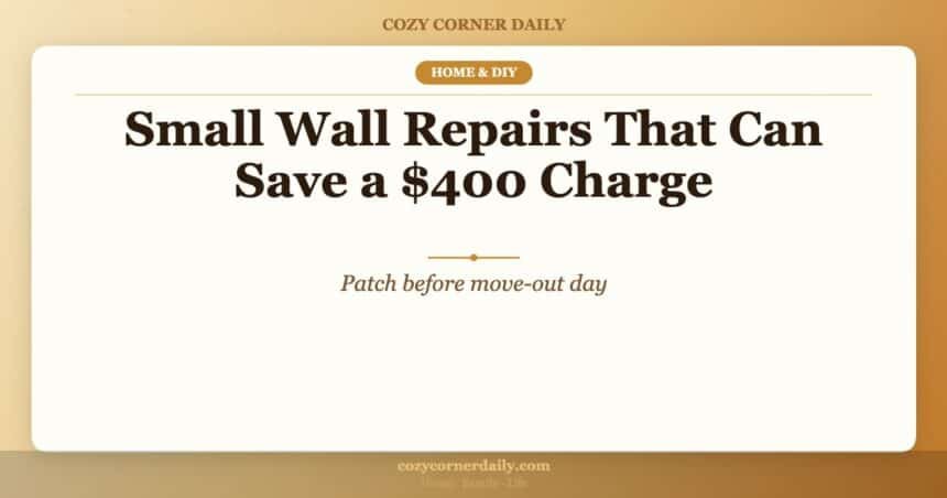 Small Wall Repairs That Can Save a 0 Charge